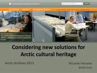 Considering new solutions for Arctic cultural heritage