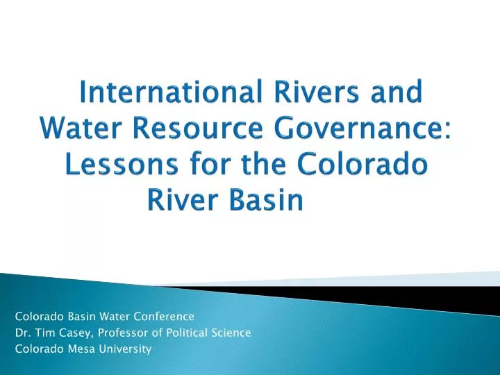 international rivers and water resource governance lessons for the colorado river basin
