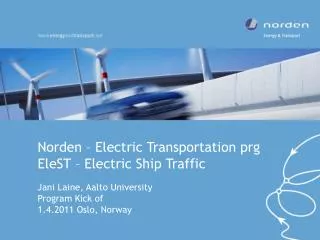 Norden – Electric Transportation prg EleST – Electric Ship Traffic
