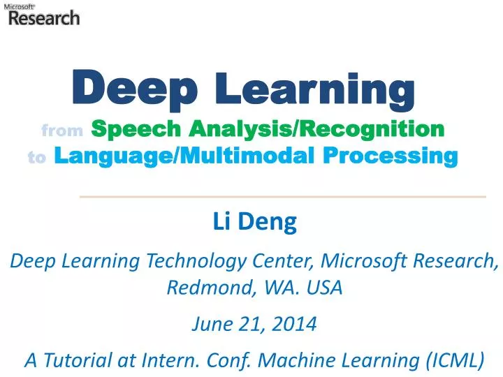 deep learning from speech analysis recognition to language multimodal processing