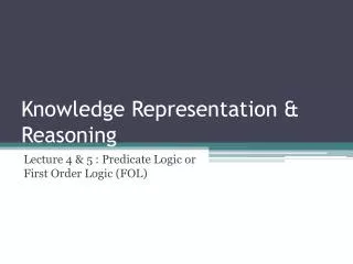 Knowledge Representation &amp; Reasoning