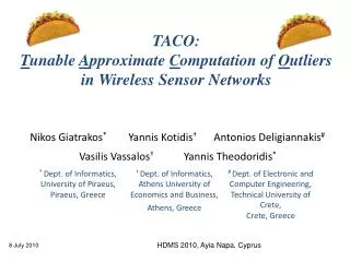 TACO: T unable A pproximate C omputation of O utliers in Wireless Sensor Networks