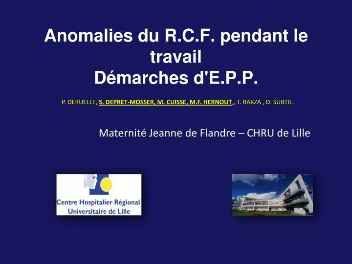 anomalies du r c f pendant le travail d marches d e p p