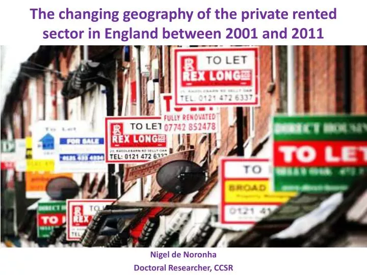 the changing geography of the private rented sector in england between 2001 and 2011