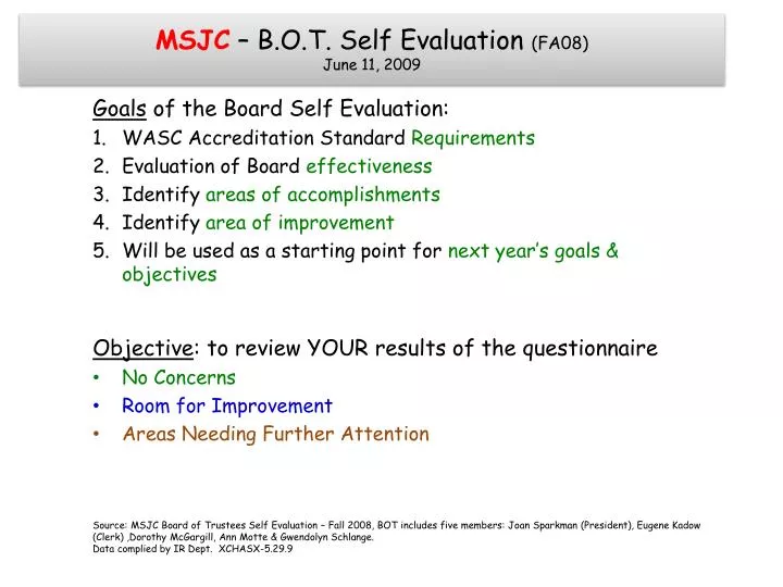 msjc b o t self evaluation fa08 june 11 2009