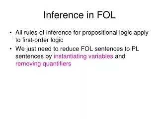 Inference in FOL