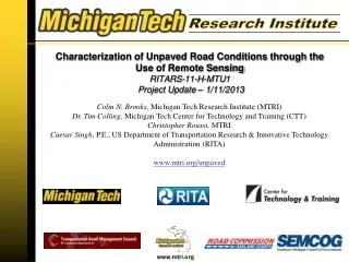 Colin N. Brooks, Michigan Tech Research Institute (MTRI )