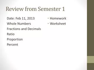 Review from Semester 1