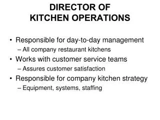 Director of Kitchen Operations