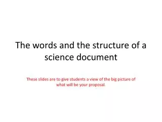 The words and the structure of a science document