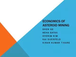 Economics of asteroid mining