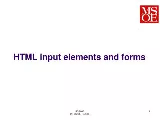 HTML input elements and forms