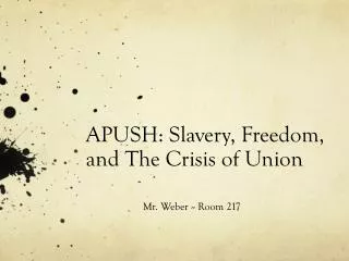 APUSH: Slavery, Freedom, and The Crisis of Union