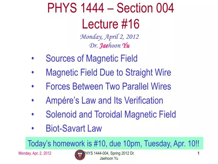 phys 1444 section 004 lecture 16