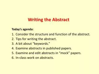 Writing the Abstract