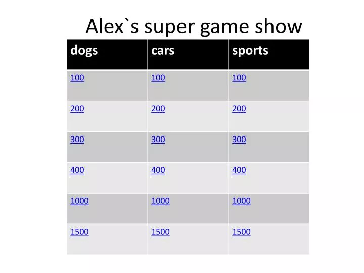alex s super game show
