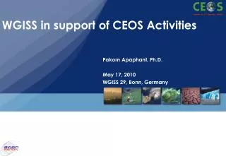 WGISS in support of CEOS Activities