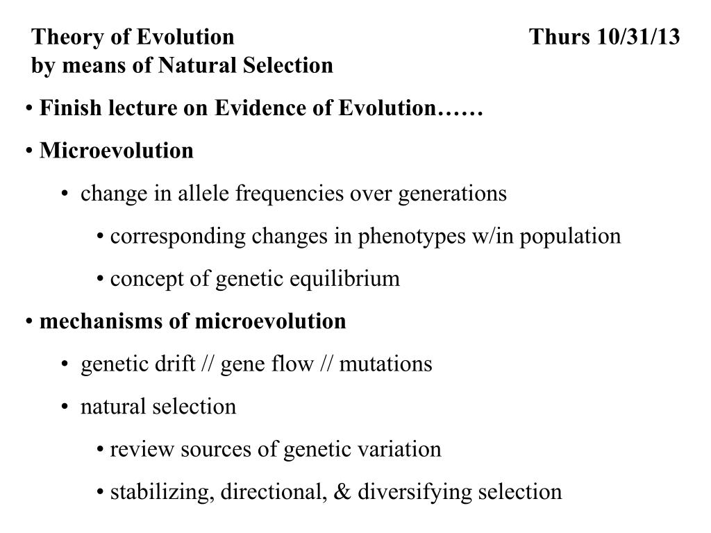 PPT - Theory of Evolution by means of Natural Selection PowerPoint ...