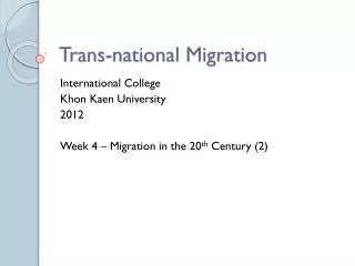 Trans-national Migration