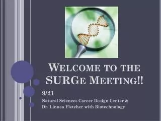 Welcome to the SURGe Meeting!!