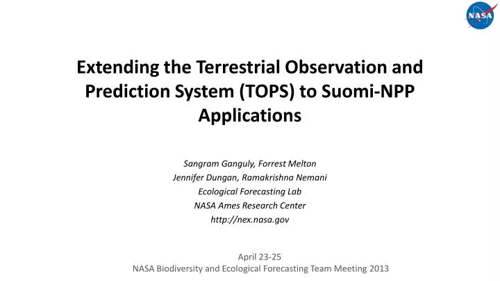 extending the terrestrial observation and prediction system tops to suomi npp applications