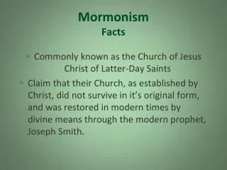 Mormonism Facts