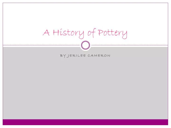 a history of pottery