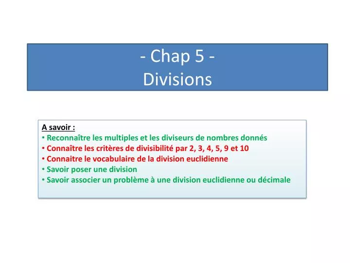 chap 5 divisions