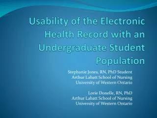 Usability of the Electronic Health Record with an Undergraduate Student Population