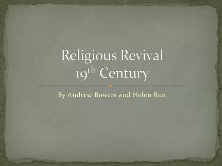 religious revival 19 th century