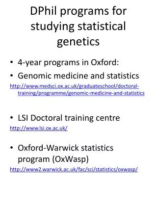 DPhil programs for studying statistical genetics