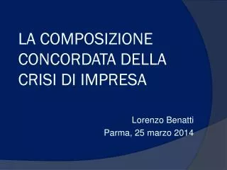 la composizione concordata della crisi di impresa