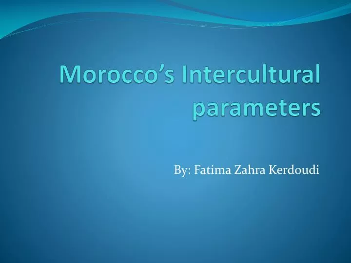 morocco s intercultural parameters