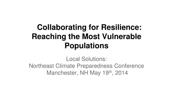 collaborating for resilience reaching the most vulnerable populations
