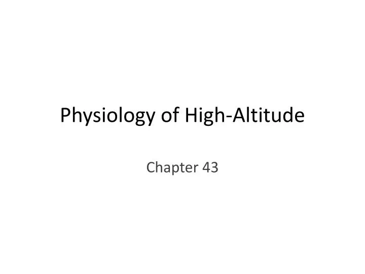 physiology of high altitude