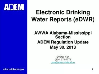 Electronic Drinking Water Reports (eDWR)