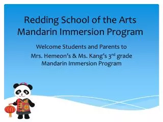 Redding School of the Arts Mandarin Immersion Program