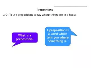 ____________________ Prepositions L/O: To use prepositions to say where things are in a house