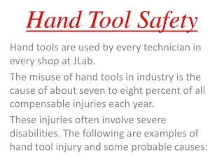 Hand Tool Safety