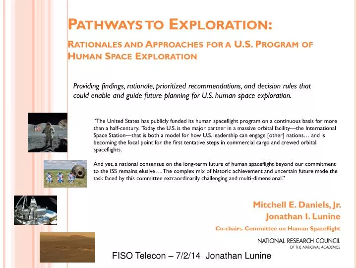 pathways to exploration rationales and approaches for a u s program of human space exploration