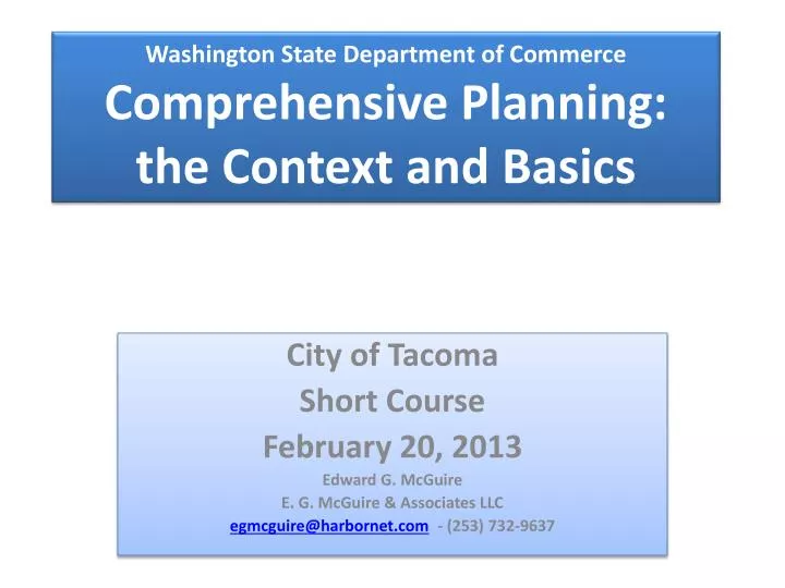 washington state department of commerce comprehensive planning the context and basics