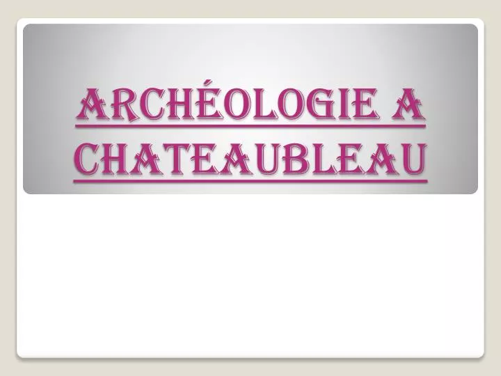 arch ologie a chateaubleau