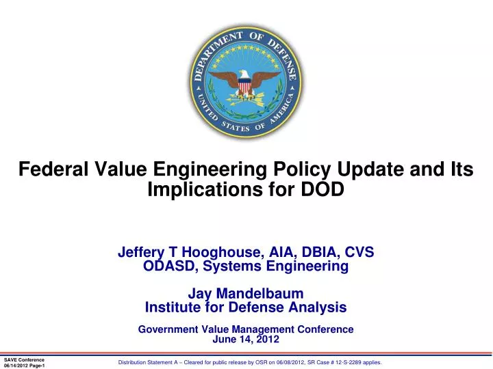 federal value engineering policy update and its implications for dod