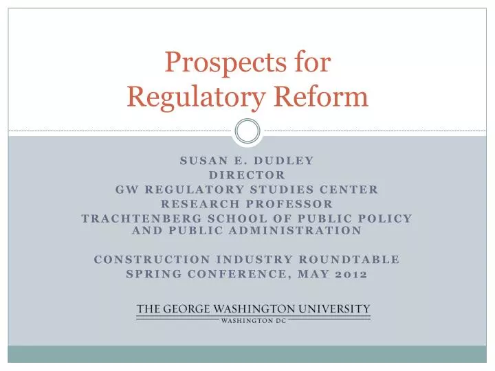prospects for regulatory reform