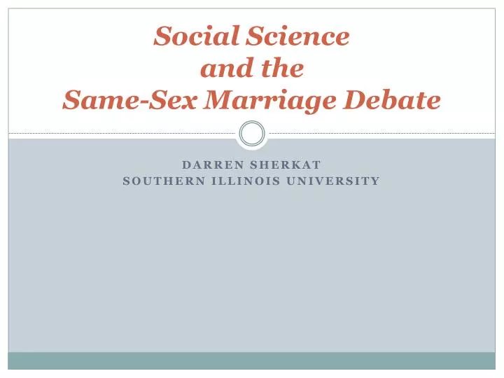 social science and the same sex marriage debate