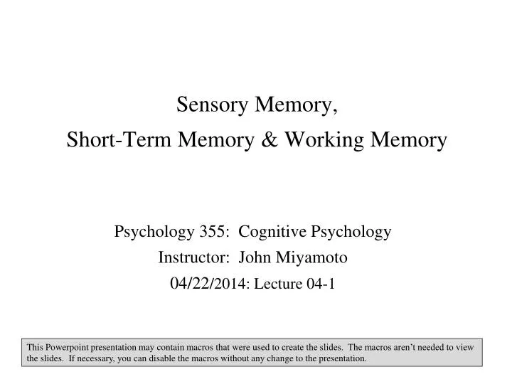 sensory memory short term memory working memory