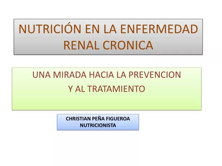 nutrici n en la enfermedad renal cronica