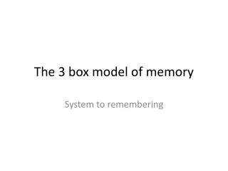 The 3 box model of memory