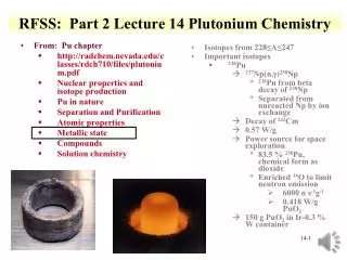 RFSS: Part 2 Lecture 14 Plutonium Chemistry