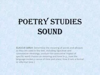 Poetry Studies Sound